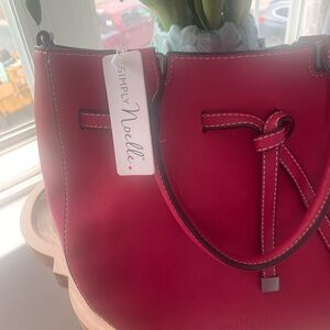 Simply Noelle Hot Pink Drawstring Shoulder Tote Bag